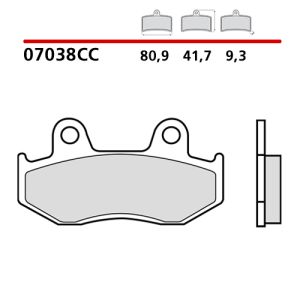Pastiglie Freno Brembo 07038 (1 coppia per 1 disco), Anteriore , Posteriore solo per Suzuki Burgman 250 98-02, 400 99-06
