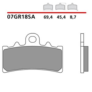 07GR18SA - Pastiglie Freno Brembo sinterizzate strada, (1 coppia per 1 disco), per pinza anteriore KTM 125/200/390 Duke/RC