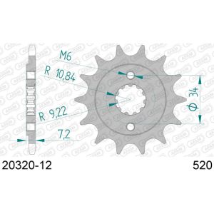 Pignone Afam 12 denti, catena 520, Honda CBR 250/300 e XR codice 2032012