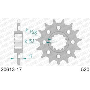 2061317 - Pignone Afam 17 denti per Honda catena 520 con fori alleggerimento (vedi descrizione)
