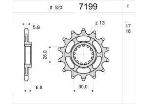 Pignone Ognibene 18 denti Triumph 1050, catena 520, codice 367199Z18