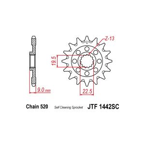 PIGNONE P520 - Z13 SUZUKI RMZ 4T 250 2013-2018 (DIS.00502) Chiaravalli