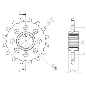 546160015 - Pignone supersprox Aprilia RSV4, Tuono V4 R, catena 525, denti 15 forato alleggerito