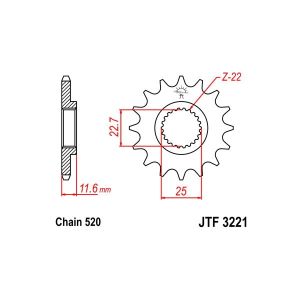 Pignone Superprox 11 denti, Polaris vari modelli (vedi descrizione), catena 520, codice 549431811