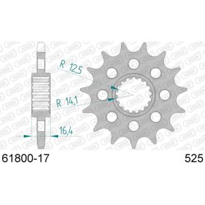 6180017 - Pignone Afam 17 denti KTM 950-1390, catena 525, con fori di alleggerimento