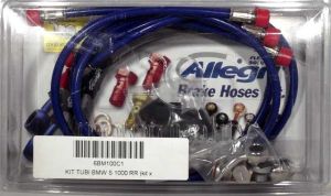 6BM102C1 - Direct brake hose kit for BMW S 1000 RR 19-23 blue hoses with white metal fittings
