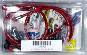 Kit Tubi Freno Allegri per DUCATI 600 MONSTER 94>01  tubi dir. monodisco - 750 MONSTER  96> Tubi Diretti colore Rosso, Ottone colore nero, White Metal Black, codice 6DU106B3