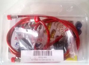 Kit Tubi Freno Allegri per Honda CBR 1000 RR/SP 17>  tubi colore Rosso, Raccordi ottone colore white metal,  codice 6HO115B1