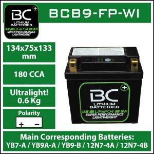 Batteria al Lithio BC Lithium Batteries codice BCB9-FP-WI