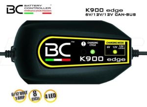 CARICABATTERIE / MANTENITORE BC K900 EDGE PER BATTERIE MOTO / AUTO PER BATTERIE 6 / 12V (vedi specifica) + cavo di collegamento alla batteria per prese accendisigari 12/18 mm (cod. ACC612V)