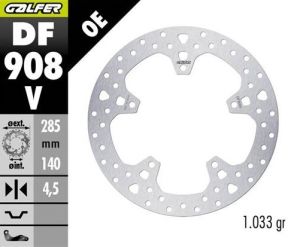 DF908V - Disco freno posteriore BMW R 1300 GS MY23/25 285X4.5MM