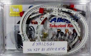 Kit Tubi Freno Allegri per YAMAHA YZF 1000 R1-R1 M 15> Tubi diretti, tubi colore bianco - ottone colore White Metal Silver codice 6YA125G1