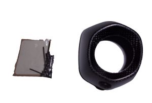 Fondello in carbonio V-EC52 Akrapovic per silenziatore con fodero ellittico in titanio per YAMAHA - HONDA con rivetti e adesivo